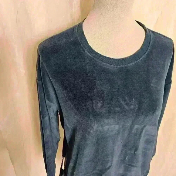 Turquoise Tie Side Velvet Sweate - Picture 4 of 5